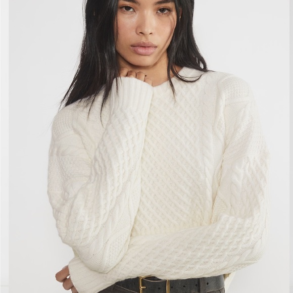 Aritzia Peggy Cropped Sweater in Whisper White - Picture 4 of 5